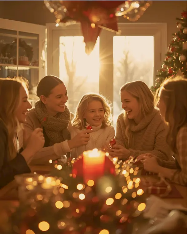 Une famille réunie autour de la table pour les fêtes